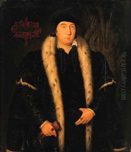 Portrait of a Gentleman, small three-quarter-length, in a black ermine- lined mantle, holding gloves in his right hand