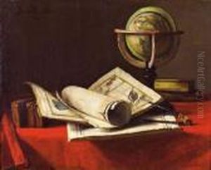 Nature Morte Au Compas Et Au Globe Terrestre by Francois Bonvin