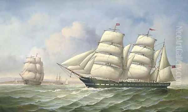 Shipping vessels by moonlight - view 1