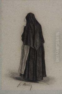 Study Of A Standing Nun, Seen From Behind by Francois Bonvin