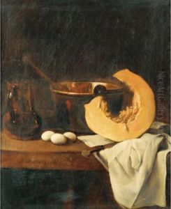Nature Morte Au Potiron Et Aux 
Oeufs [ ; Still Life With Pumpkin And Eggs ; Oil On Canvas ; Signed And 
Dated F Bonvin 1854] by Francois Bonvin