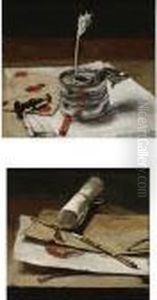 Still Lifes Of An Inkwell With A
 Quill, A Seal And Red Lacquer; And A 'portefeuille' With Documents And A
 Crayon Holder