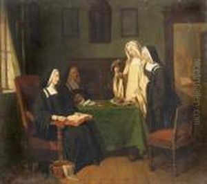 Novizin Mit Papagei. by Francois Bonvin