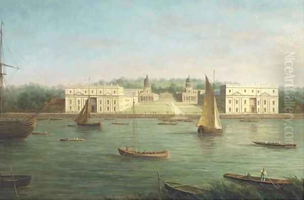 A view of Greenwich Naval College from across the Thames - view 1