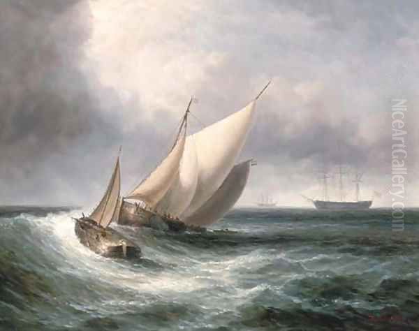 Dutch barges in choppy waters - view 1