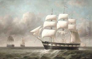 Merchantmen at sea by James Hardy Jnr