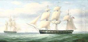 Merchantmen off the coast by James Hardy Jnr