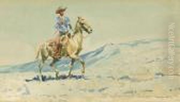 Cowboy On Horseback - view 1