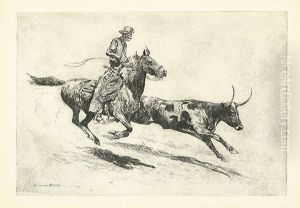 Headin' A Steer, No 2. by John Edward Borein
