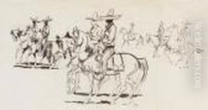 Study Of Vaqueros by John Edward Borein