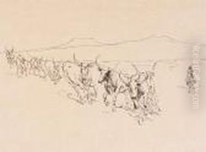 Study Of A Cattle Drive by John Edward Borein