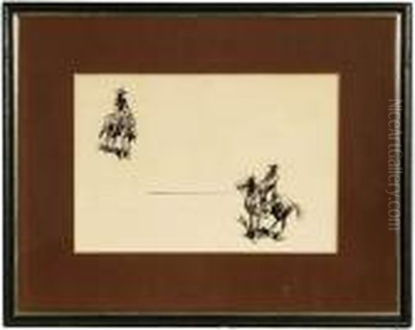 Two Cowboys On Horseback - view 1