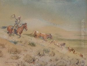 Rounding Up The Strays by John Edward Borein