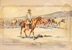 Herding The Longhorns by John Edward Borein