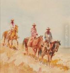 Three Cowboys On Horseback by John Edward Borein