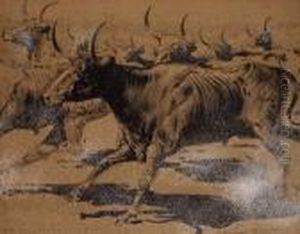 Stampeding Longhorns #2 by John Edward Borein