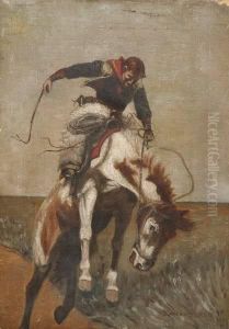 Cowboy With Lasso On Horse,
Signed Lower Right by John Edward Borein