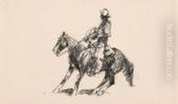 Cowboy Facing Left; Bull Moving Left: Two Works - view 1