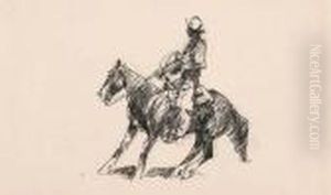 Cowboy Facing Left; Bull Moving Left: Two Works by John Edward Borein