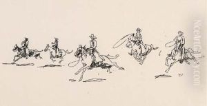 Five Riders Moving Left; Five Longhorns Moving Left: Two Works by John Edward Borein