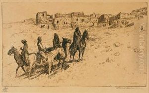 "navajo Visitors At Oiraibi" By Edward Borein by John Edward Borein
