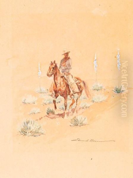 Cowboy On Horseback - view 1