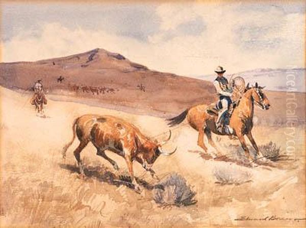 Roping A Steer by John Edward Borein