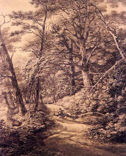 a Man Seated On A Fallen Branch On A Woodland Path - view 1