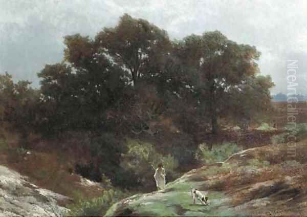 A shepherd on a sunlit heath, Barbizon - view 1