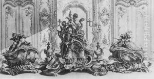 Design for a Large Centrepiece and Two Terrines in Silver 1735 by Gabriel Huquier