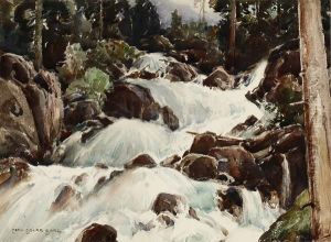 Waterfall In Lone Pine Creek In The High Sierras by Carl Oscar Borg