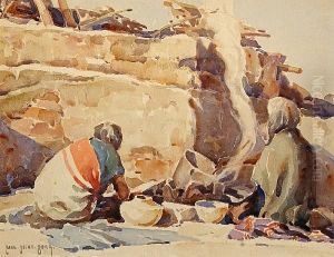Cooking At The Pueblo by Carl Oscar Borg