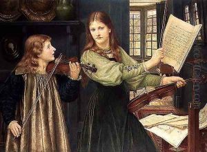 The Duet Portrait of Alexandra Daughter of Rev Kitchen and Winifred Daughter of Henry Holiday by Henry Holiday