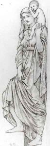 Study of a standing female figure holding a child on her left shoulder by Henry Holiday