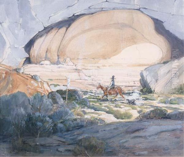 Indian Riding Through A Canyon - view 1