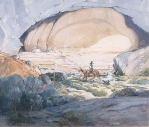 Indian Riding Through A Canyon