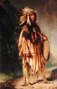 A North American Indian in an Extensive Landscape by William Huggins
