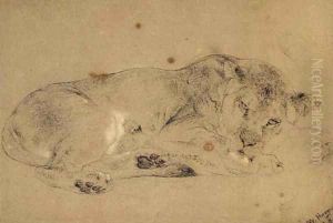 A lioness with her cub by William Huggins