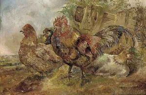 A cock and hens by William Huggins