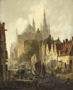 A View Of Delft With The Oude Kerk In The Distance