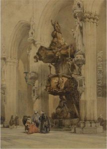 Onze Lieve Vrouwekerk, Bruges by Johannes Bosboom