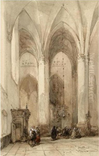 Figures In A Church Interior - view 1