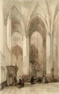 Figures In A Church Interior by Johannes Bosboom