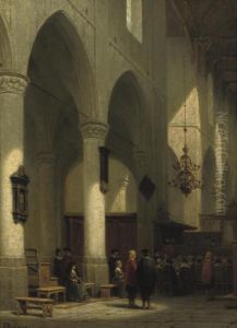 At The Church Service by Johannes Bosboom