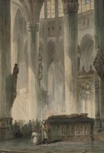 Figures In A Church Interior by Johannes Bosboom