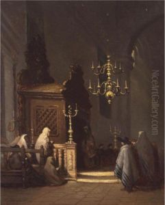 A Synagogue Interior by Johannes Bosboom