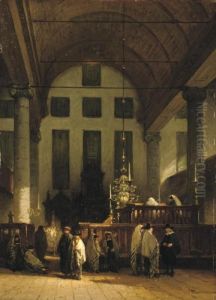 The Portuguese Synagogue Of Amsterdam by Johannes Bosboom