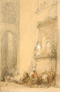 Figures By An Altar by Johannes Bosboom