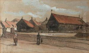 Townsfolk In A Dutch Street by Johannes Bosboom