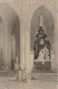 The Interior Of The Onze-lieve-vrouwe Cathedral, Antwerp by Johannes Bosboom